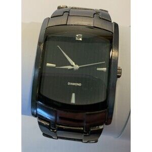 Vintage Allude Quartz Mens Watch Gun Metal Black Analog Diamond Japan